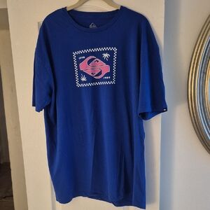Quiksilver Blue Short Sleeve Tee with Graphic Design
